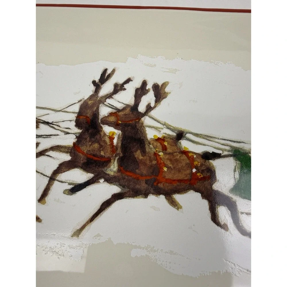 Williams Sonoma Santa & His Reindeer Serving Platter 9
